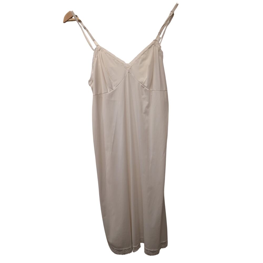 Vintage Nightgown Slip Dress Pajamas White Lace Detail V-Neck Y2K 90s Bridal